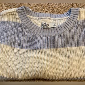 Hollister Ladies Size Medium-baby blue and white casual sweater